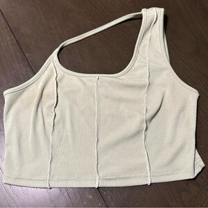 Women's Cream Ribbed Crop Top
